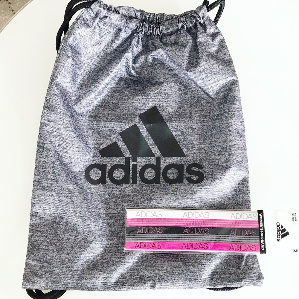 Adidas gym bag backpack + headbands